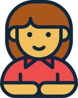 A woman with her hands folded in her lap vector