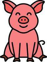 A cartoon pig sitting on the ground vector