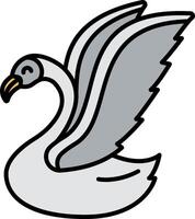 A cartoon swan with wings spread out vector