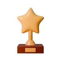 3D illustration of trophy in the shape of star on base. Ideal for awards, success, achievements, and motivational projects. Perfect for logo design, banners, and certificates vector