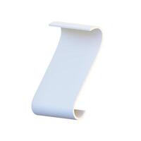 3D illustration of single sheet of paper with gentle curl, creating soft, flowing appearance. Perfect for use in document, office, memo, and stationery designs or as decorative element vector
