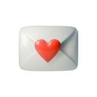 3D illustration of an closed envelope with card featuring red heart. Simple, romantic symbol perfect for love, Valentines Day, messages, or wedding invitations. Ideal for digital designs, apps vector