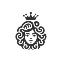 women with crowns and curly or curly hair are created for design or profile photo needs vector