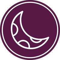 Crescent Moon Line Circle Icon vector