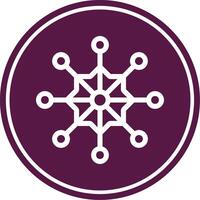 Snow Flake Line Circle Icon vector