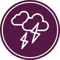 Thunder Storm Line Circle Icon vector
