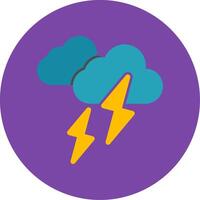Thunder Storm Flat Multi Circle Icon vector