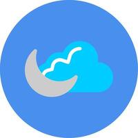 Cloudy Night Flat Multi Circle Icon vector