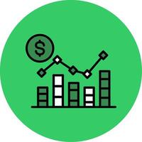 Stacked Bar Chart Filled Circle Icon vector