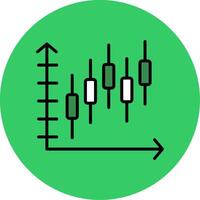 Bell Curve on Graph Filled Circle Icon vector