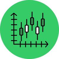 Candlestick Chart Filled Circle Icon vector