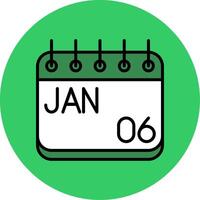 January Filled Circle Icon vector