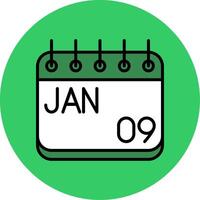 January Filled Circle Icon vector