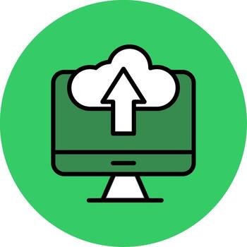 nube informática lleno circulo icono vector