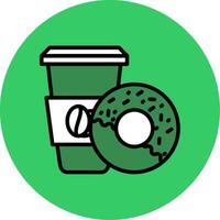 Coffee And Donut Filled Circle Icon vector