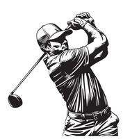 Golf player, abstract silhouette, golfer sketch vector