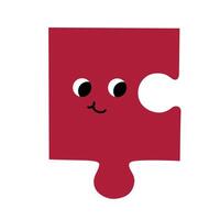 Abstract Puzzle with Face. Emotion. Colored character. Cartoon style. Flat design. Hand drawn trendy illustration. vector
