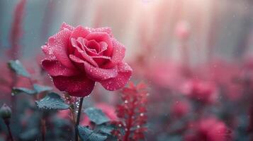 A Single Rose in a Vase on a Window Sill photo