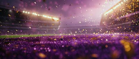 Purple And Gold Confetti Falling On A Stage photo
