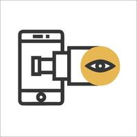 A phone with an eye on it and a camera vector