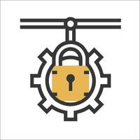 A lock and gear icon on a white background vector