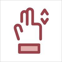 A red hand pointing up with a downward arrow vector
