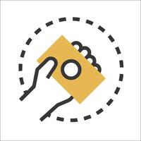 A hand holding a camera in a circle with a circle around it vector