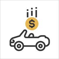 A car with a dollar sign on top of it vector