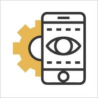 A smartphone with an eye icon on it vector