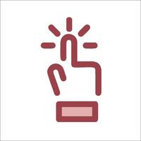 A red hand pointing up with a light shining on it vector