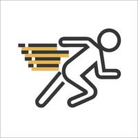 A man running with a yellow bar on his back vector