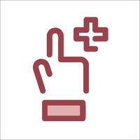 A hand pointing to a plus sign icon vector