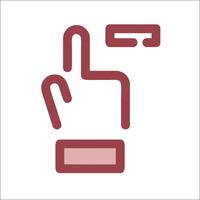 A red hand pointing to a button vector