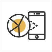 A phone with a pie chart on it vector
