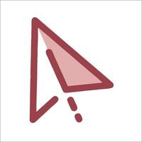 A red and white icon of a paper airplane vector