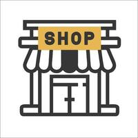 A shop front with a sign that says shop vector