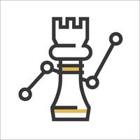 A chess piece with a line connecting it to a graph vector