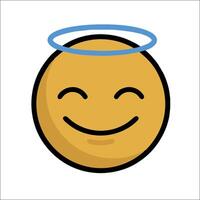 A smiling emoticion with an halo vector