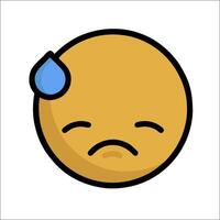 A sad emoticor with a tear drop on his face vector