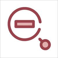 A red magnifying glass icon with a red circle vector