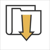 A folder icon with an arrow pointing down vector