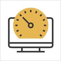 A speedometer is displayed on a computer monitor vector