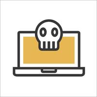 A laptop with a skull on it vector