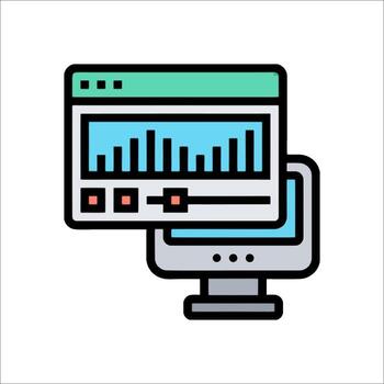 un computadora monitor con un bar grafico en eso vector