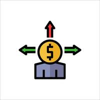A man with dollar sign on his head and arrows pointing up vector