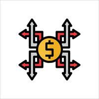 A dollar sign in the middle of arrows vector
