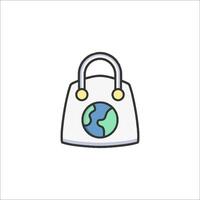 A bag with a globe inside it on a white background vector