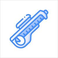 A blue and white icon of a wrench vector