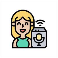 A woman holding a microphone and a can of soda vector