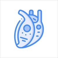 A blue and white icon of a heart vector
